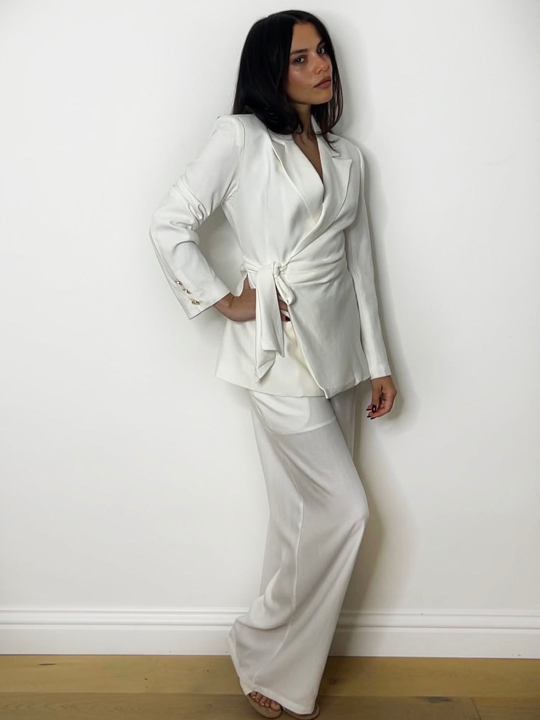 LINEN TIE SUIT WHITE