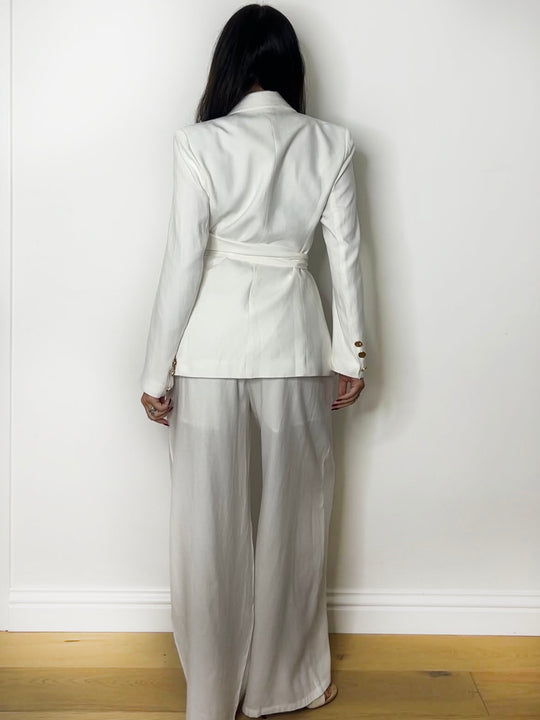 LINEN TIE SUIT WHITE