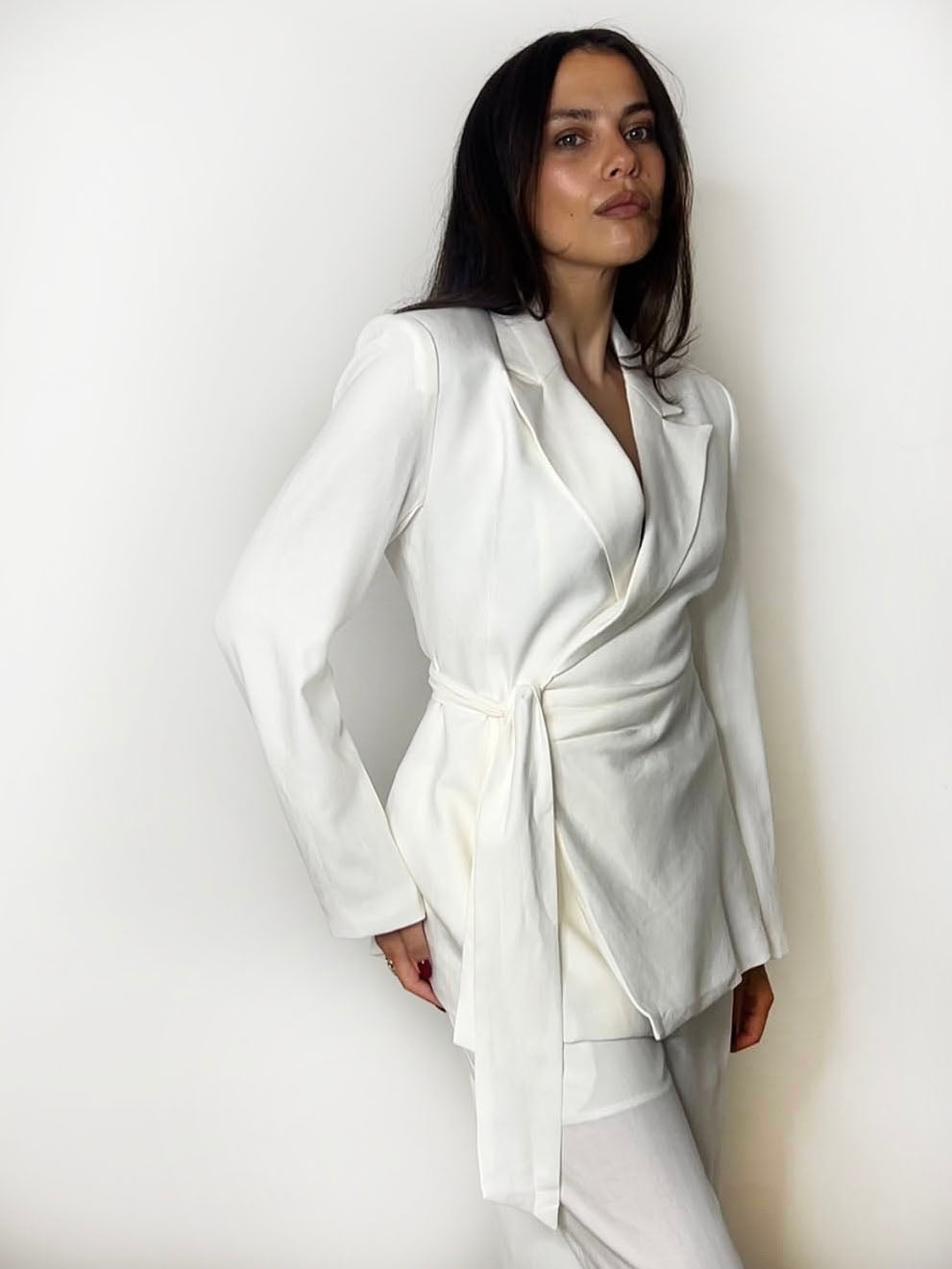 LINEN TIE SUIT WHITE