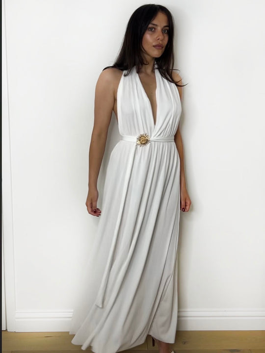 SOLEIL HALTER MAXI DRESS WHITE