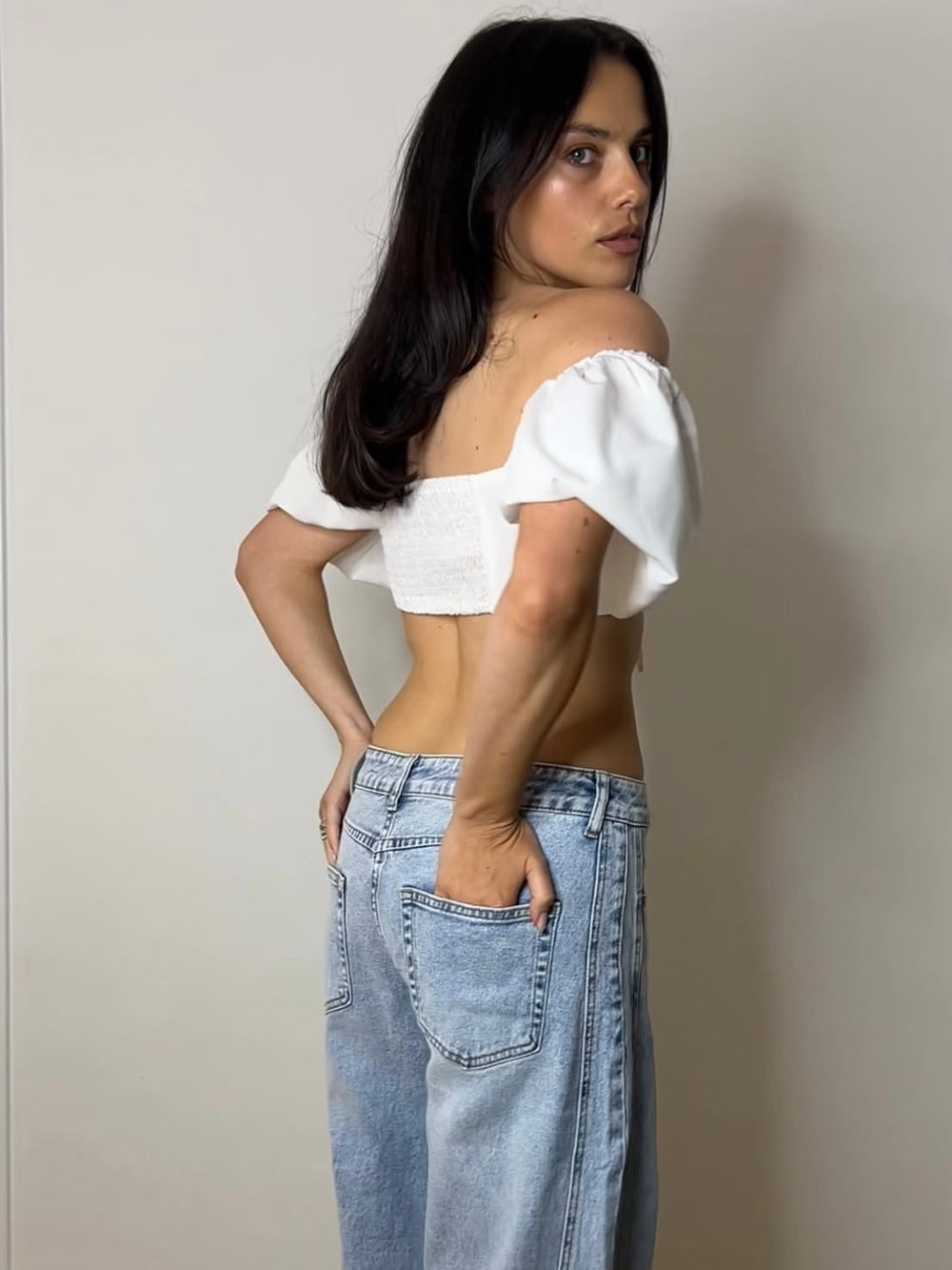 MIA BARDOT CROP WHITE