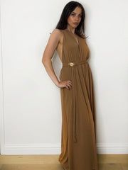 SOLEIL HALTER MAXI DRESS CAMEL