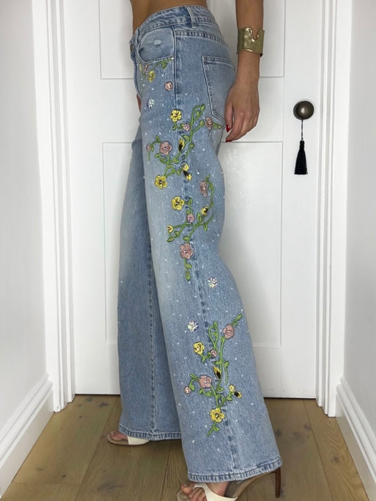 MEADOW EMBELLISHED DENIM JEANS
