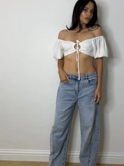 MIA BARDOT CROP WHITE
