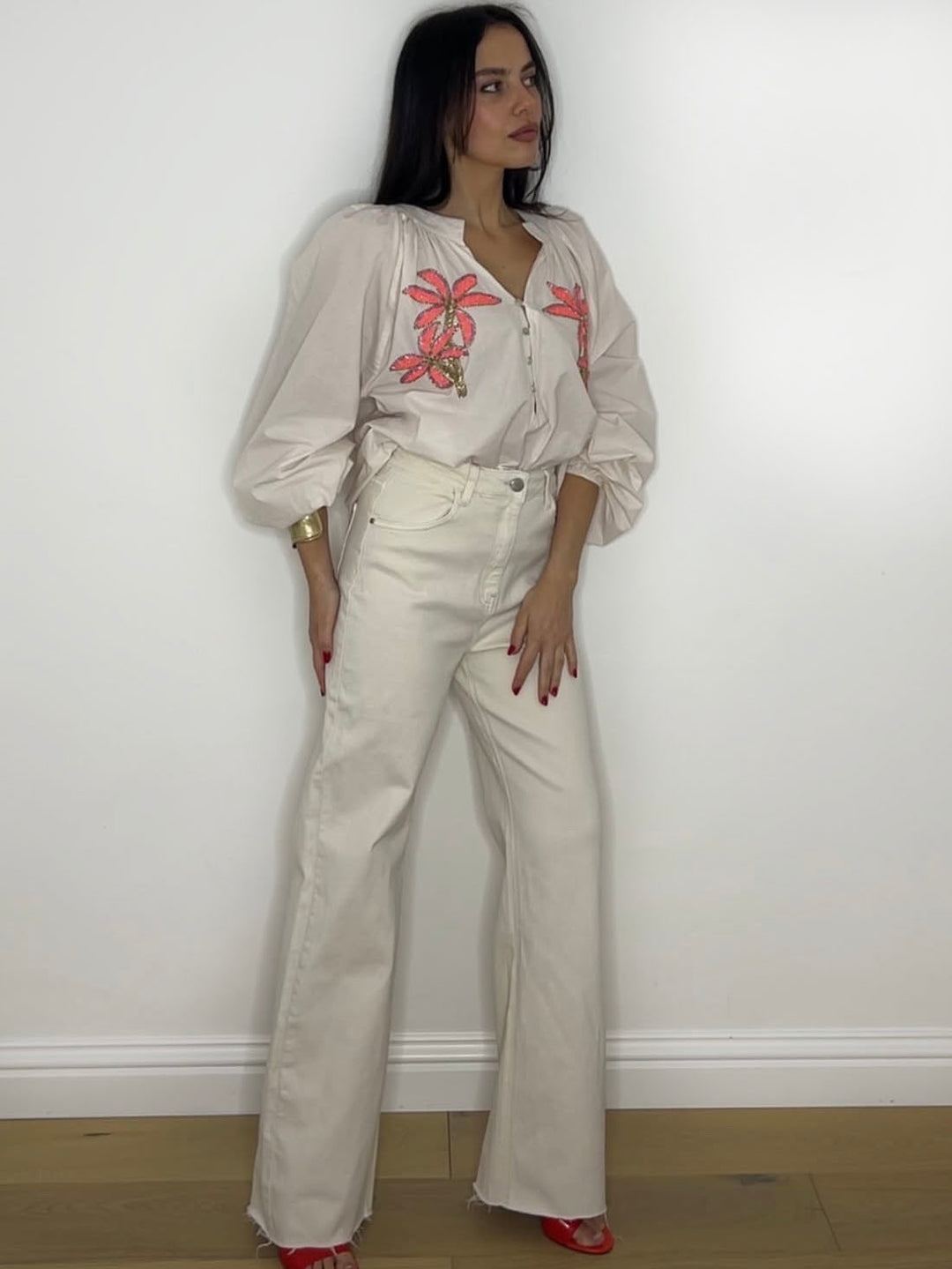 SMILE PALM BEAD BLOUSE
