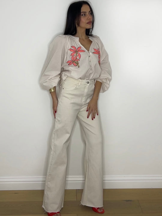 SMILE PALM BEAD BLOUSE