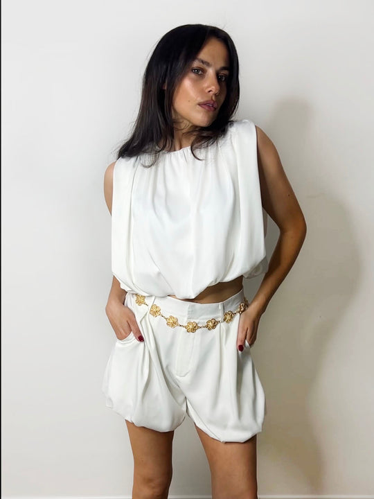 BUBBLE SHORTS SET WHITE