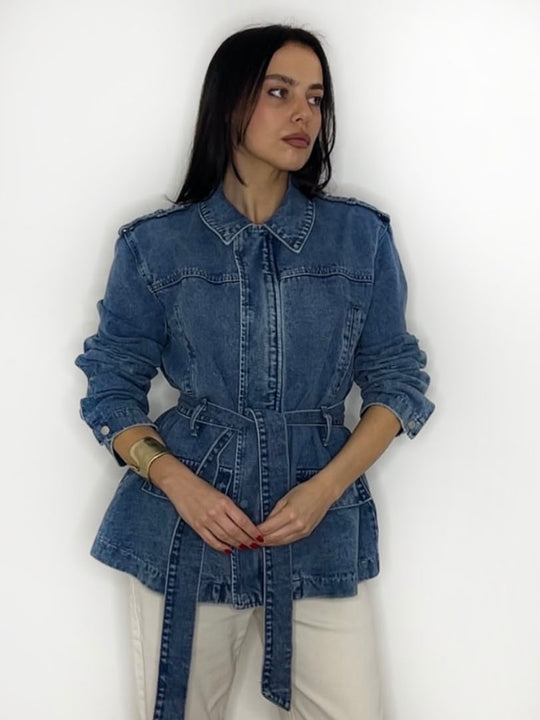 DENIM TIE BELT JACKET