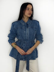 DENIM TIE BELT JACKET