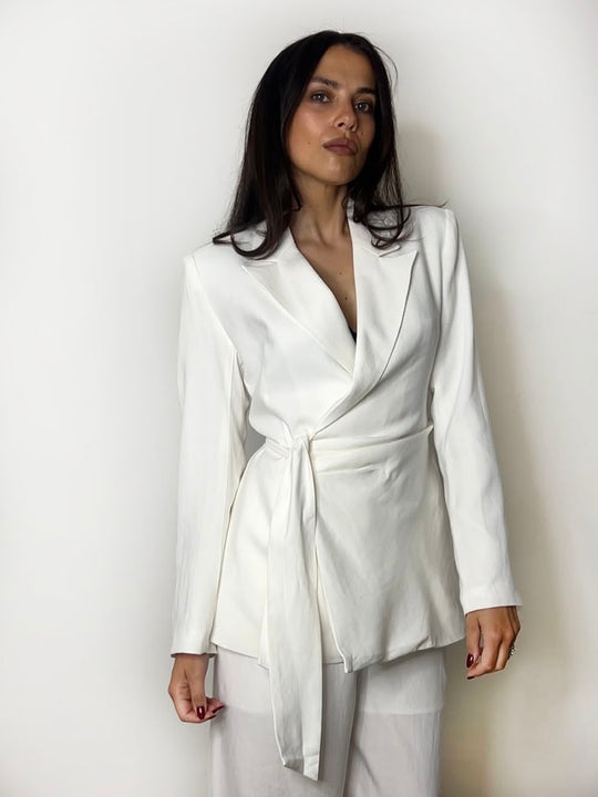 LINEN TIE SUIT WHITE