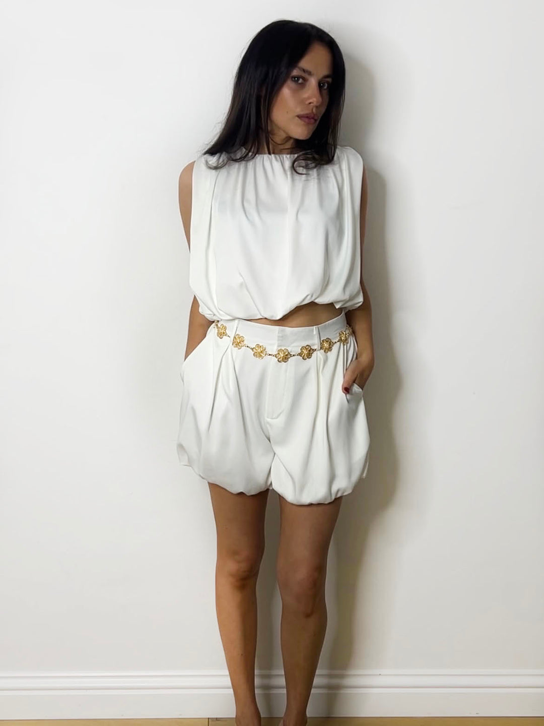 BUBBLE SHORTS SET WHITE