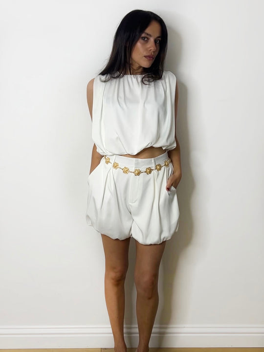BUBBLE SHORTS SET WHITE