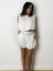 BUBBLE SHORTS SET WHITE