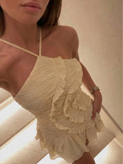 COCO PLEAT MINI DRESS LEMON