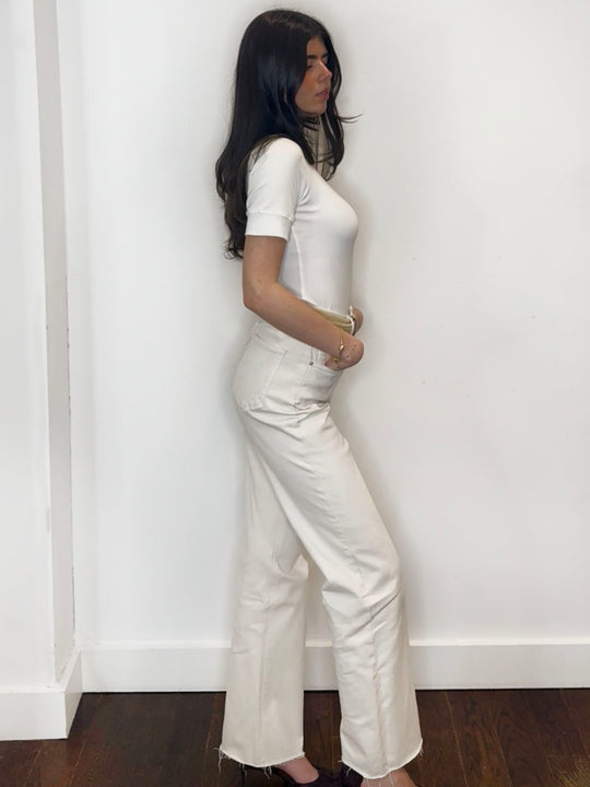 COLUMN FRAY DENIM JEANS