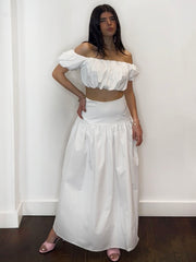 ELOISE POPLIN BARDOT TOP WHITE