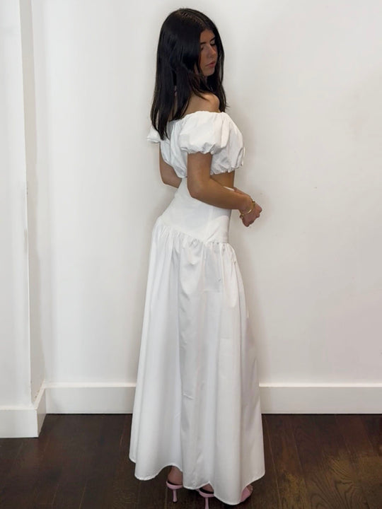 ELOISE POPLIN BARDOT TOP WHITE
