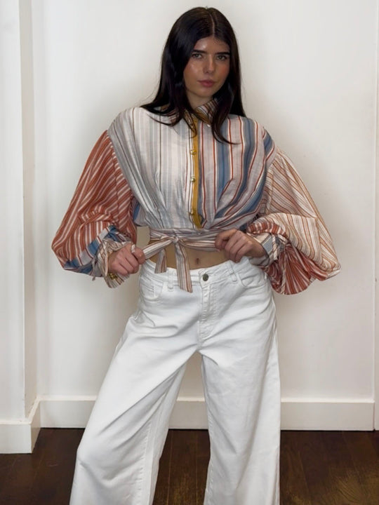 STRIPE WRAP SHIRT