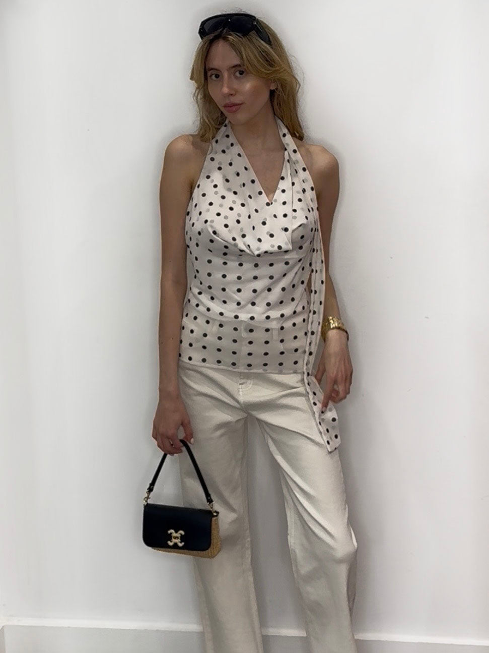 POLKA DOT HALTER TOP