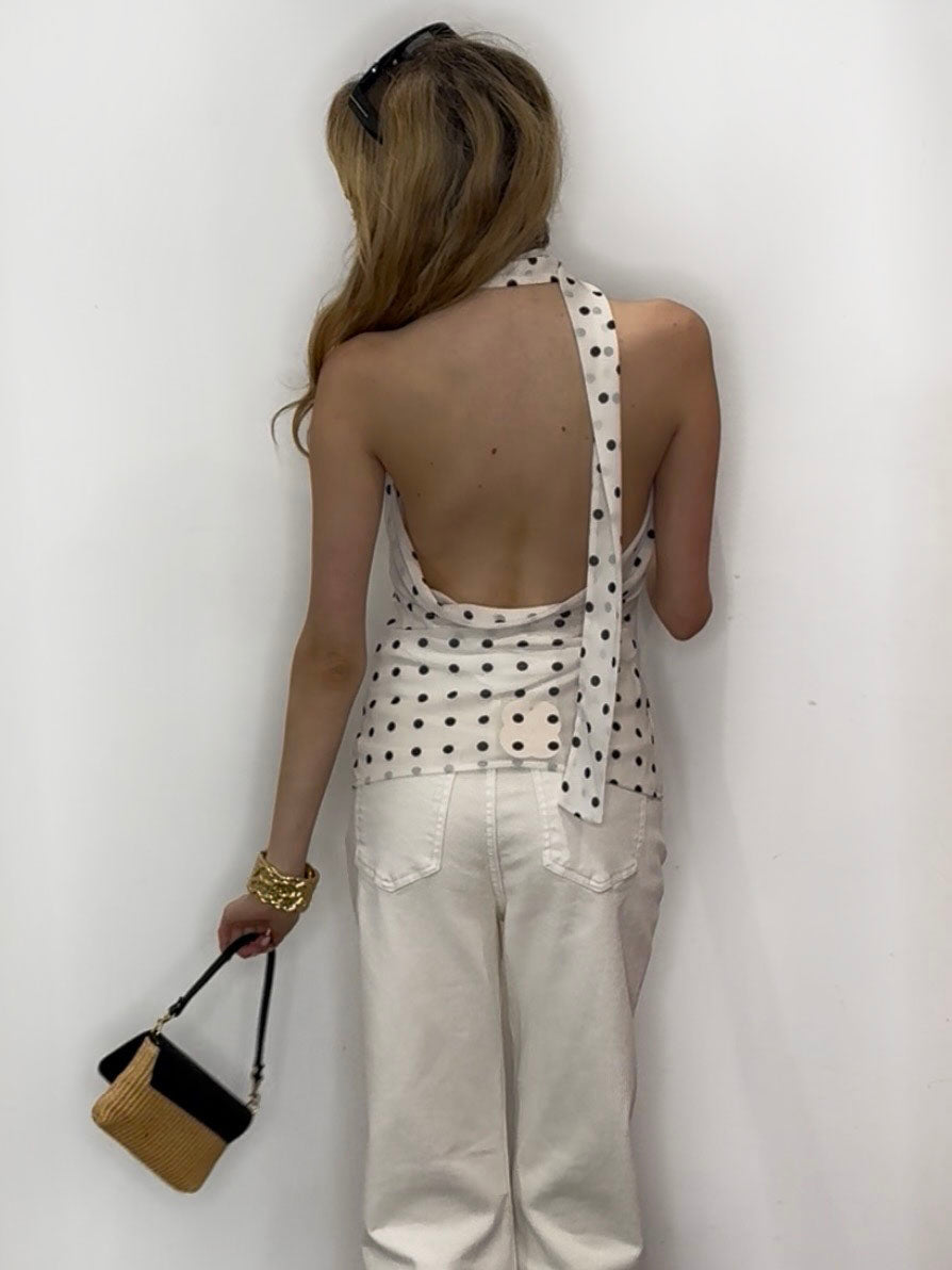 POLKA DOT HALTER TOP
