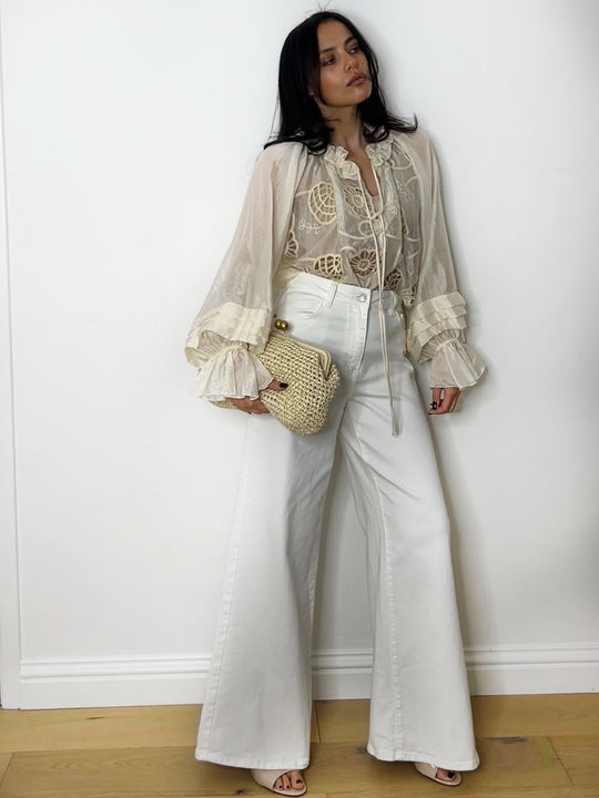 CROCHET FRILL COLLAR BLOUSE