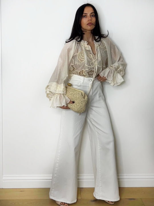 CROCHET FRILL COLLAR BLOUSE