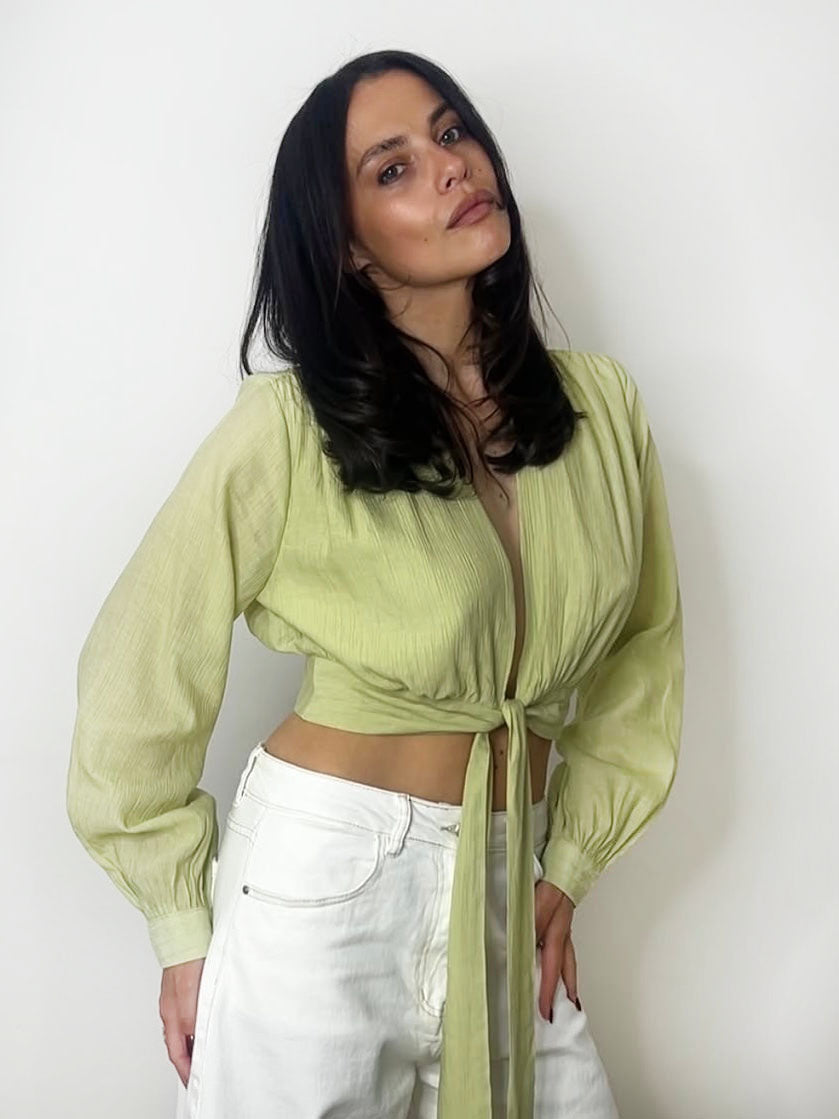 PLUNGE TIE TOP PISTACHIO