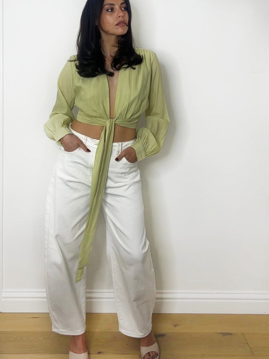 PLUNGE TIE TOP PISTACHIO