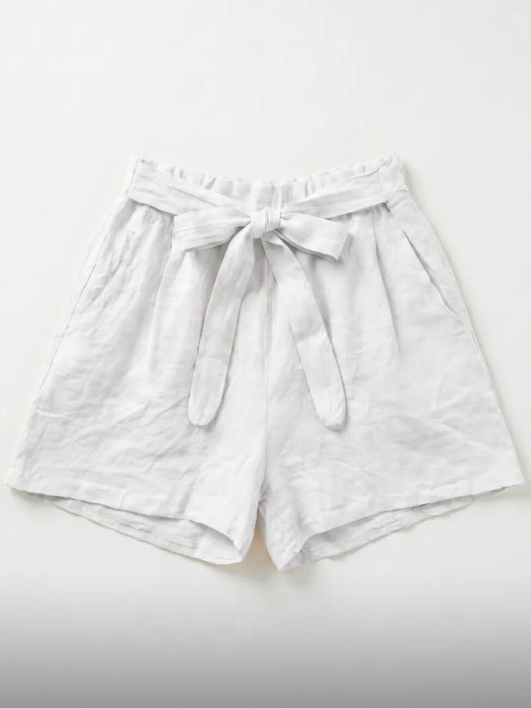 LINEN TIE SHORTS WHITE