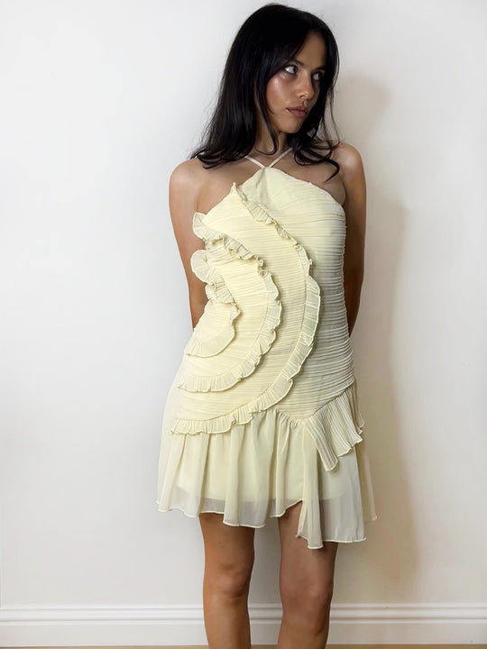 COCO PLEAT MINI DRESS LEMON