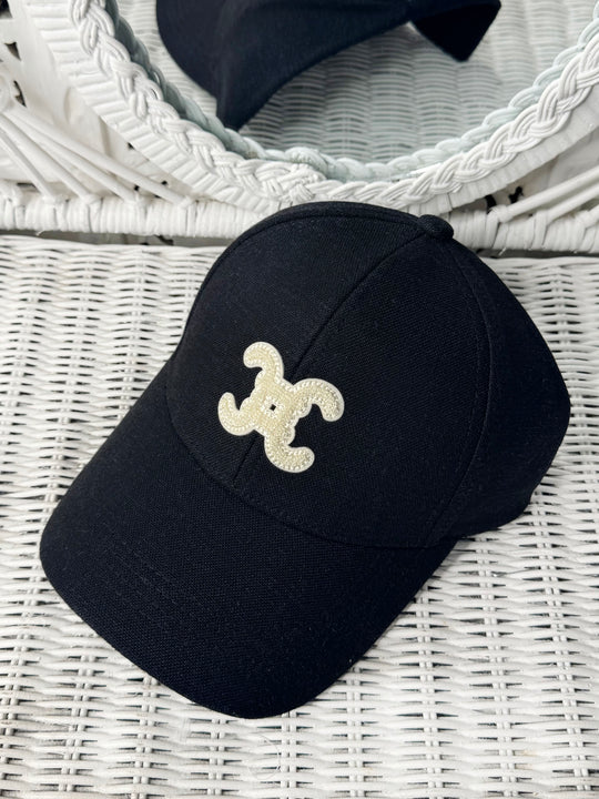 LOGO LINEN CAP BLACK
