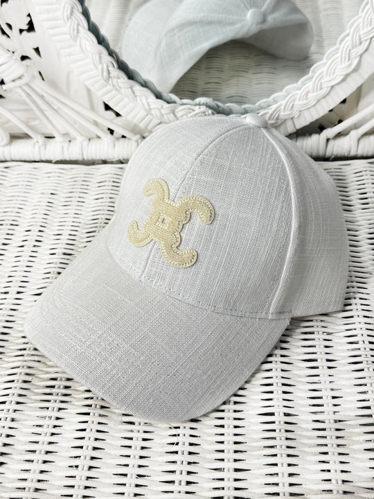 LOGO LINEN CAP WHITE