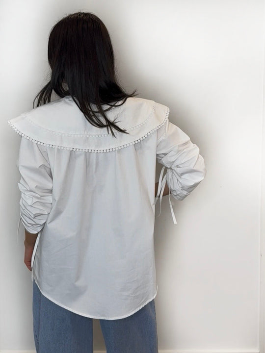 CICI POPLIN COLLAR BLOUSE WHITE